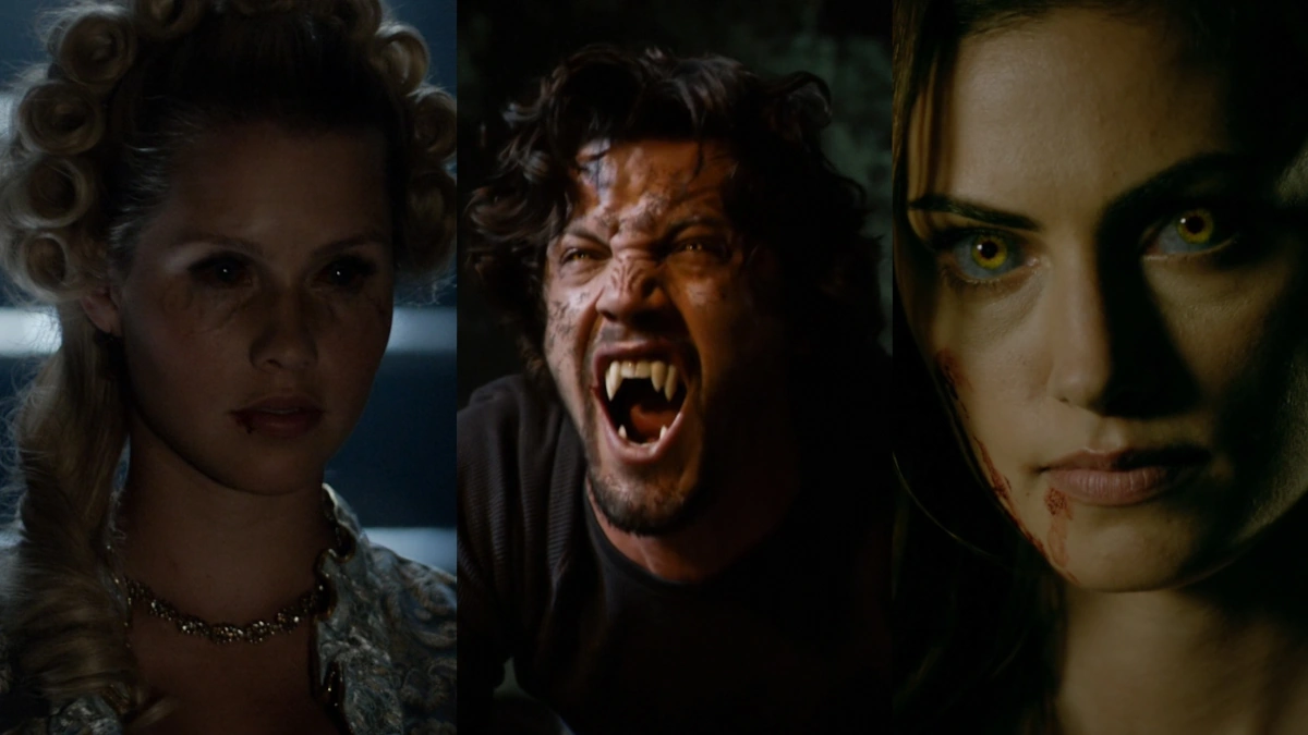 A vampire, a werewolf and a hybrid from the Vampire Diaries universe